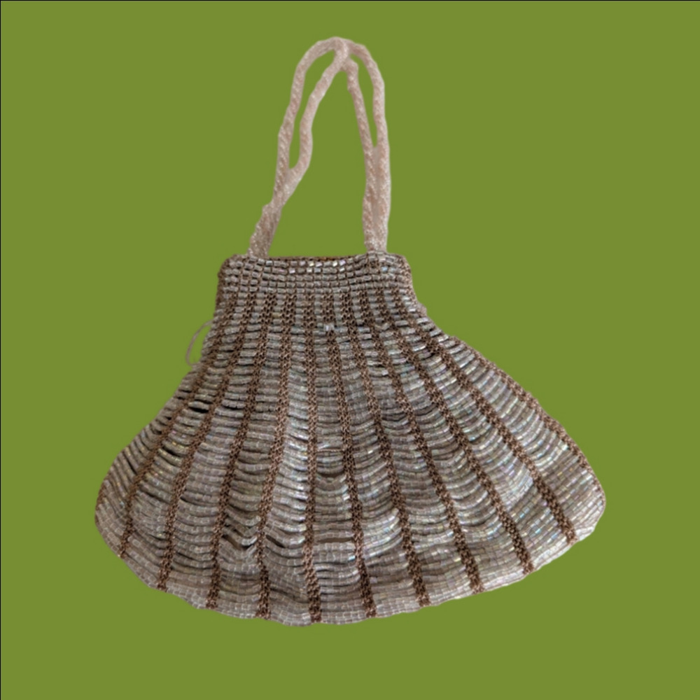Vintage Bag By April Cornell Beaded Evening Bag Off White